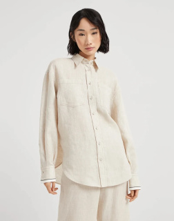 BC同款 女士棉麻套装 长袖衬衫 休闲九分裤 薄款 天然面料 37271