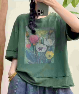 2026 лет новая тонкая ретро-фриджанная футболка, чтобы сделать старый T персонализированный принт женский