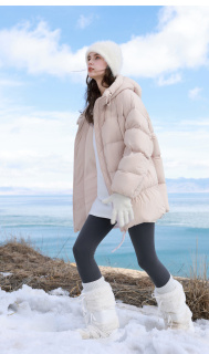 【臻白系列】三彩2025冬季新款90白鸭绒羽绒服防水中长款外套女M