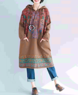 Новое длинное платье в национальном стиле, чтобы сделать старый свободный плюс код персонализированная печать п