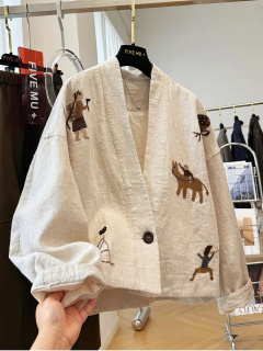 Кардиган Xinxing с изысканной вышивкой, уникальная и элегантная женская короткая куртка с V-образным вырезом, осенняя куртка в китайском стиле.