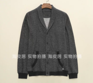 53496柜290+！德国单~时尚休闲百搭青果领抓绒开衫外套男夹克0.6