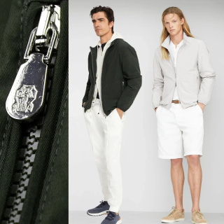 男人的沟套公元前在相同的样式，制成粗棉Pima155g,斜纹，用一金属的拉链锁，型55847