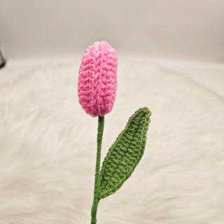 手工花束闭口郁金香编织成品毛线花朵钩织针织仿真花郁金香编织花