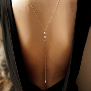 C163 Simple Diamond Backless Chain necklace Body Chain back necklac
