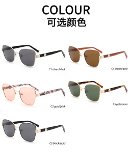 新款偏光板材太阳眼镜复古欧美金属多边形高级墨镜女男方圆脸显瘦