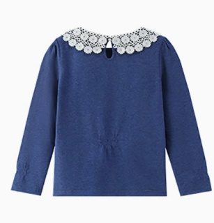 Rtwgirl bottom shirt spring 2024 pure cotton lace doll collar pure colorlong sleeves cotton t-shirt pullover shirt 71116