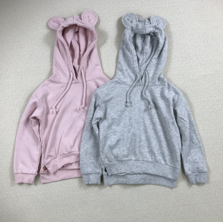 4-14岁外贸童装女孩中大童连帽耳朵毛圈薄款长袖卫衣帽衫春秋款