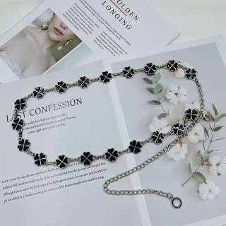 高级感腰链配饰连衣裙金属束腰百搭四叶草腰带女士装饰细裤链