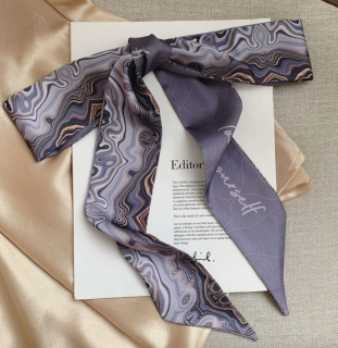 法式丝巾蝴蝶结扎头发复古国风油画丝巾发带女绑头巾长条飘带韩版