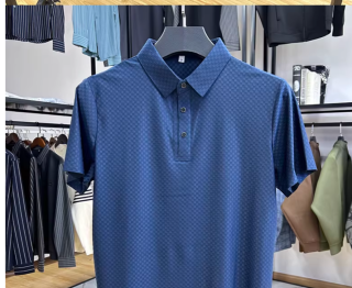 无痕压胶工艺弹力速干料垂感丝滑商务休闲短袖POLO衫夏季修身上衣