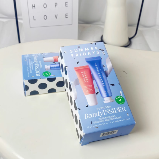 summer fridays pink sugar唇膏7g+保湿时差面膜15g+面霜2ML套装