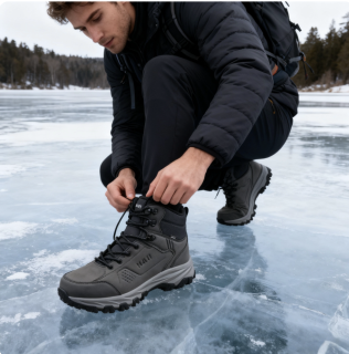 在售96欧元！出欧洲哈尔蒂男冬季户外防风防水保暖登山徒步鞋大码