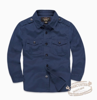 Rtw boys' workwearshirt 2022 spring show western style handsome casualpure cotton epaulette european and americantrendy63244
