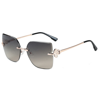 S33466 欧美金属太阳镜切边无框高级感墨镜女士街拍潮流个性眼镜