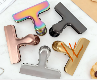 不锈钢彩色喷漆镀金厨房封口夹零食袋夹文件夹密封夹子晾衣夹礼品