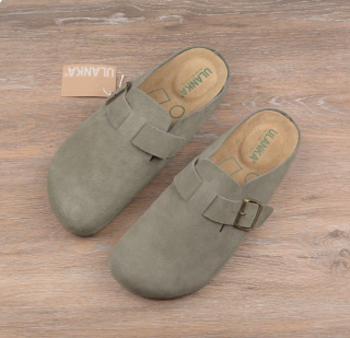 在售49+欧元！出欧洲反绒牛皮乳胶减震软木勃肯男女包头半拖鞋